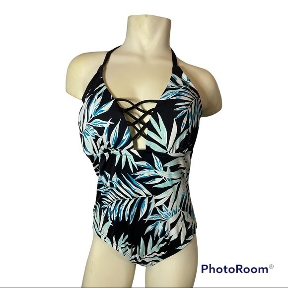 Apt. 9 Women's One Piece Leaf Print Swim Suit Size L - Picture 1 of 6